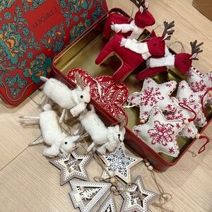 Christmas decors + La Double J Red Floral Tin Box